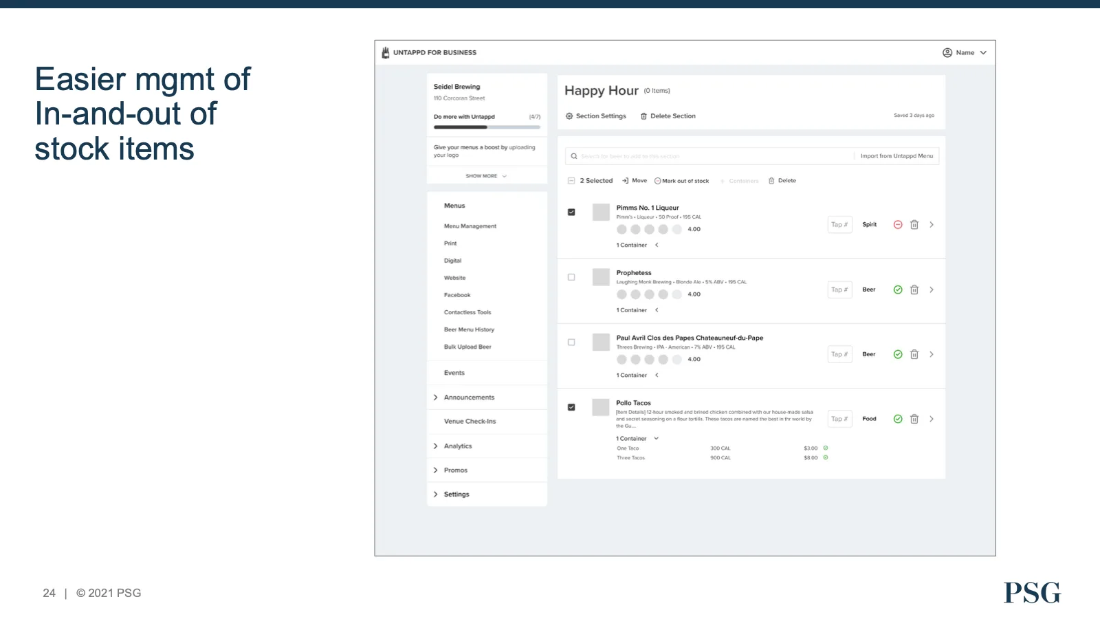 Design concept for easier management of in-and-out-of-stock items
