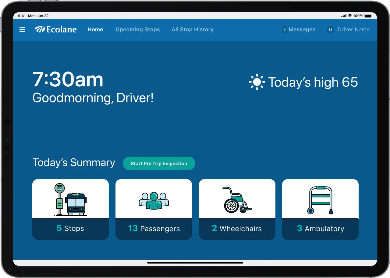 The legacy Ecolane driver app experience