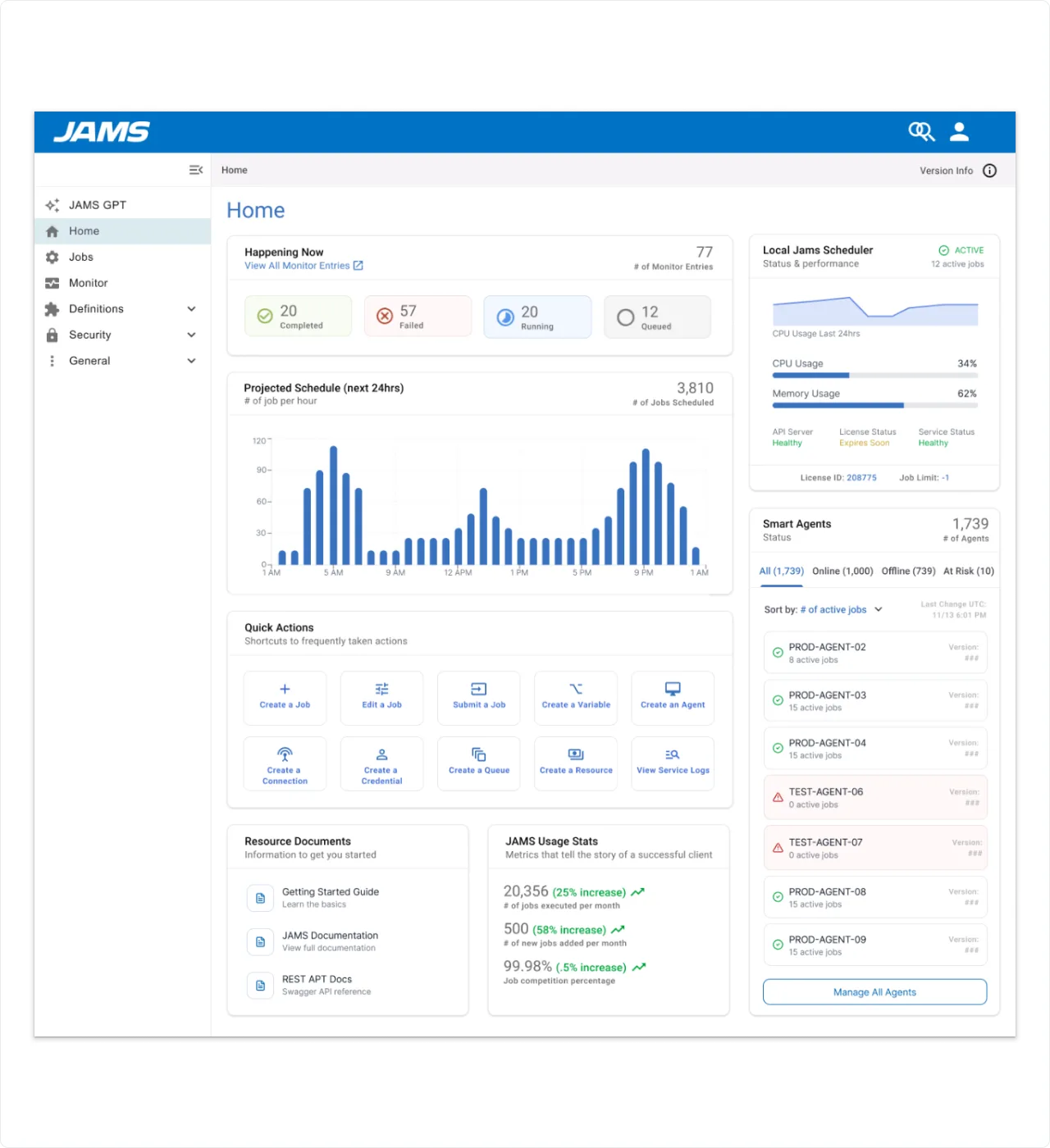 JAMS platform interface before the engagement