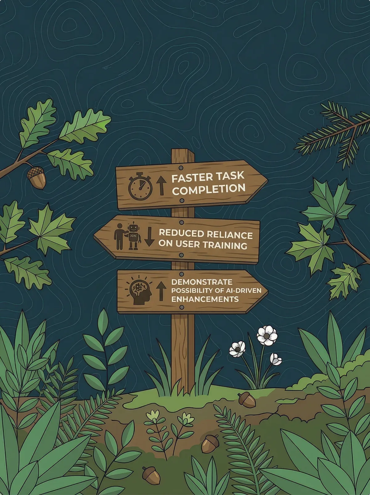 Illustration of choosing the right path at a trailhead