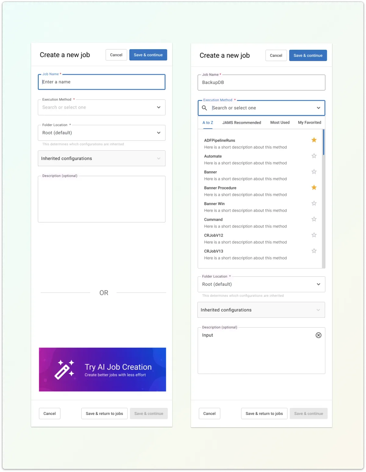Design concept for the JAMS jobs landing experience