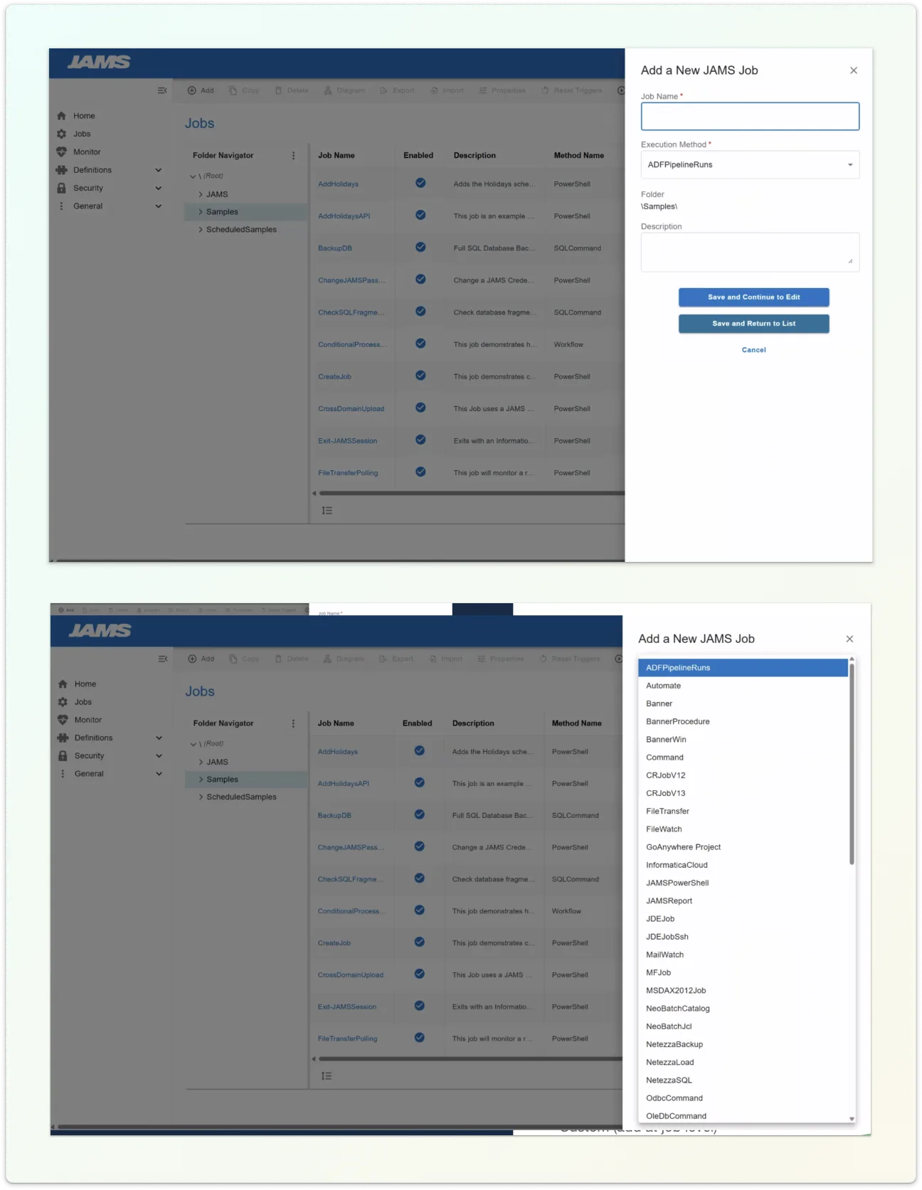 Dense job configuration view highlighting existing friction